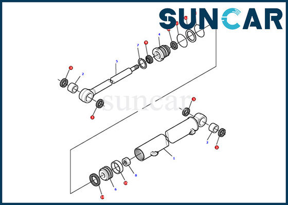 878000497 Boom Swing Cylinder Seal Kit Máy xúc Komatsu PC12R-8 Bộ niêm phong sửa chữa bên trong