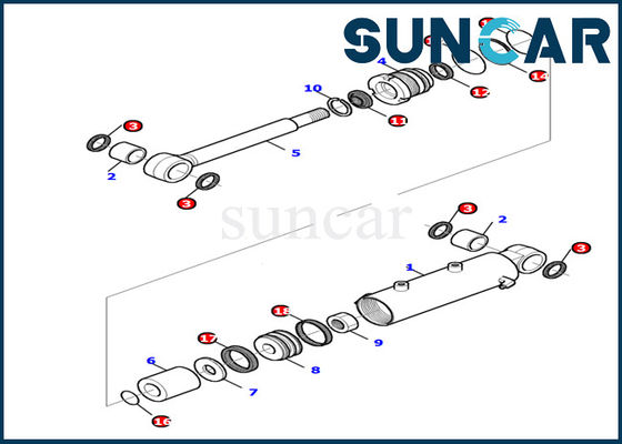 878000499 Bộ làm kín thủy lực xi lanh lưỡi PC15R-8 Bộ phận bên trong Máy xúc Komatsu Bộ đệm