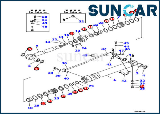 707-99-37190 Bộ phận bên trong Komatsu Điều chỉnh Bộ phận làm kín xi lanh Bộ bảo dưỡng cánh tay Xi lanh PC130-8