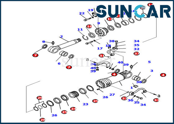 707-99-39790 Bộ dụng cụ làm kín xi lanh hình lưỡi Komatsu cho bộ phận sửa chữa xi lanh tay trái PC138US-10