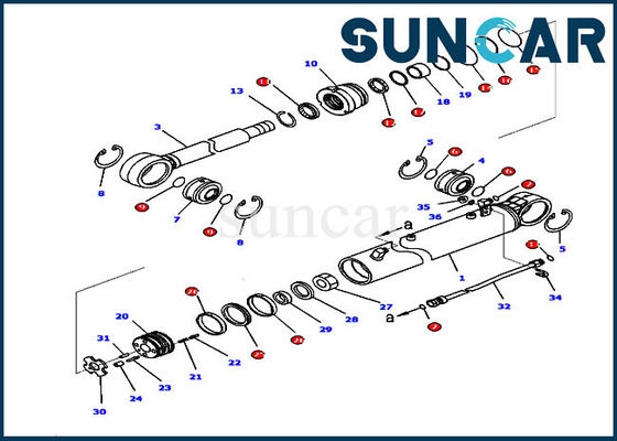 707-99-36720 Bộ dụng cụ sửa chữa con dấu xi lanh góc lưỡi dozer Phù hợp với D65EX-16 D65PX-16 Komatsu