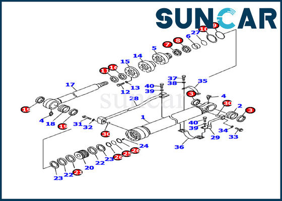707-99-24730 Bộ niêm phong máy xúc Komatsu Kháng dầu PC130F-7 Bộ dụng cụ sửa chữa xi lanh xô