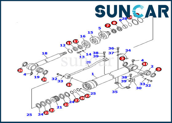 707-99-27470 Bộ dịch vụ xi lanh gầu Komatsu Bộ sửa chữa con dấu để thay thế máy xúc PC130F-7