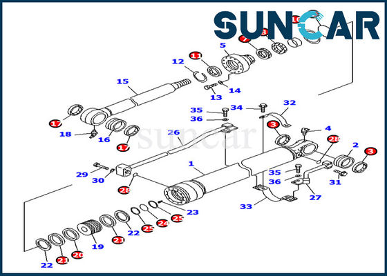 Kháng dầu 707-99-27500 Bộ làm kín xi lanh thùng PC130F-7 Bộ niêm phong máy xúc Komatsu