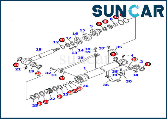 707-99-27590 Bộ làm kín thùng máy xúc Phù hợp với các bộ phận bên trong Komatsu Mô hình PC130F-7
