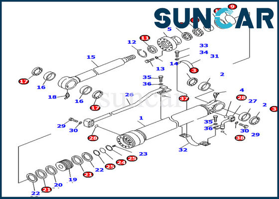 Bộ dụng cụ bảo hành Komatsu 707-99-36330 Bộ dụng cụ làm kín thùng máy xúc PC138US-2E Bộ phận bên trong