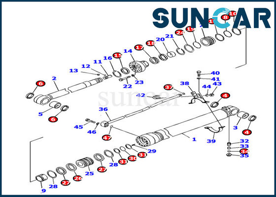 707-99-38780 Bộ niêm phong xi lanh cánh tay Komatsu PC138 Bộ dụng cụ sửa chữa con dấuUS-8 Thay thế máy xúc