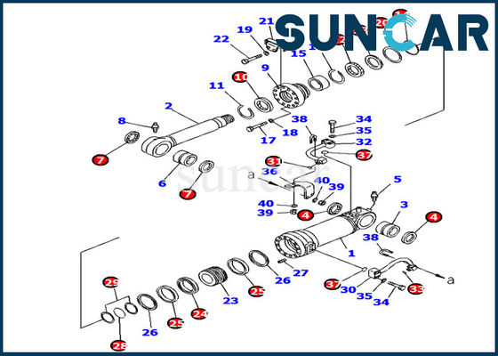 707-99-38790 Bộ làm kín xi lanh nâng lưỡi Komatsu PC138US-8 Bộ sửa chữa bộ phận bên trong máy xúc