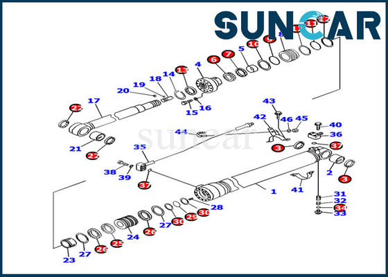 Bộ làm kín xi lanh cánh tay Komatsu 707-99-45180 PC130F-7 Bộ phận dịch vụ bên trong Máy xúc Thay thế