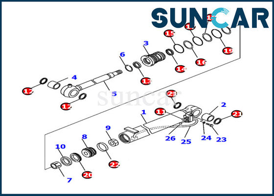 707-98-04710 Boom Cylinder Seal Kit Bộ dịch vụ sửa chữa bên trong máy xúc Komatsu PC14R-3