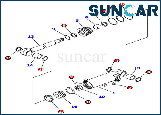 707-98-13900 Bộ làm kín xi lanh nâng lưỡi Komatsu Phù hợp với Máy xúc PC14R-2 PC16R-3 PC18MR-3 Model