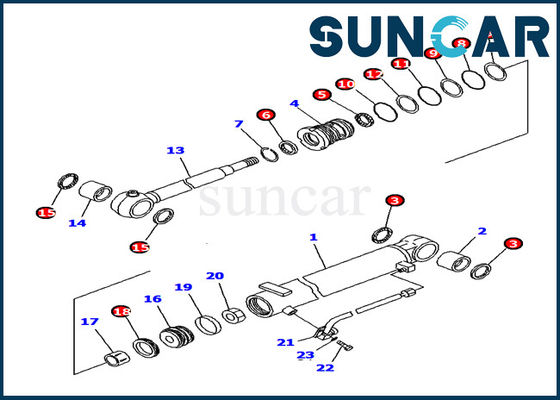 707-98-12380 Boom Cylinder Seal Kit Bộ phận bên trong xi lanh thủy lực Komatsu PC15MR-1 Model Service Kit