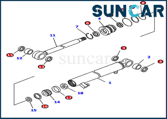 Bộ làm kín xi lanh cánh tay 707-98-13970 Phù hợp với Bộ dịch vụ máy móc Komatsu PC15MR-1