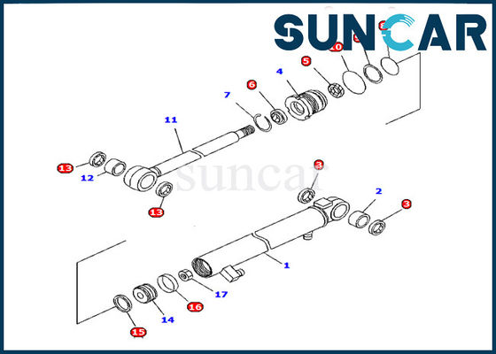 Bộ bảo dưỡng Komatsu 707-98-13960 Chống dầu Cánh tay xi lanh Bộ dụng cụ làm kín Máy xúc PC15R-8