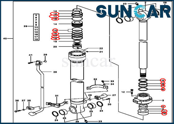 Bộ đóng dấu xi lanh xô AH173451 cho các kiểu máy John Deere 2154D 200CLC 225CLC