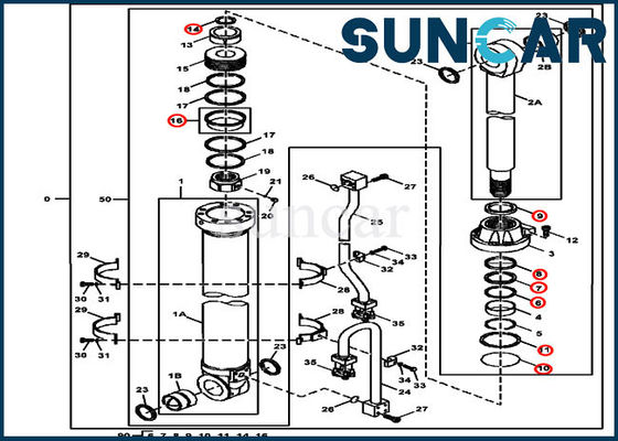John Deere 4653041 Arm Seal Kit Bộ dịch vụ thủy lực Phù hợp với các kiểu thiết bị tương thích 470GLC