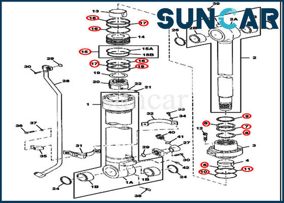FYA00001401 Bộ công cụ sửa chữa con dấu thùng 370C 450CLC Bộ phận thay thế xi lanh Deere