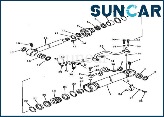 Bộ dịch vụ xi lanh Komatsu Boom 707-98-38520 Thay thế cho bộ làm kín cho máy xúc PC150-5