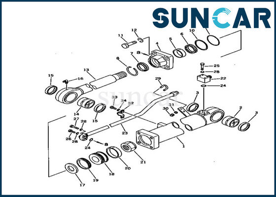 707-98-45100 Bộ làm kín xi lanh cánh tay Bộ phụ kiện sửa chữa bên trong Máy xúc Komatsu PC150-1