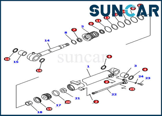 707-98-12390 Bộ niêm phong Komatsu PC16R-3 Bộ sửa chữa con dấu xi lanh Thay thế cho kiểu máy xúc