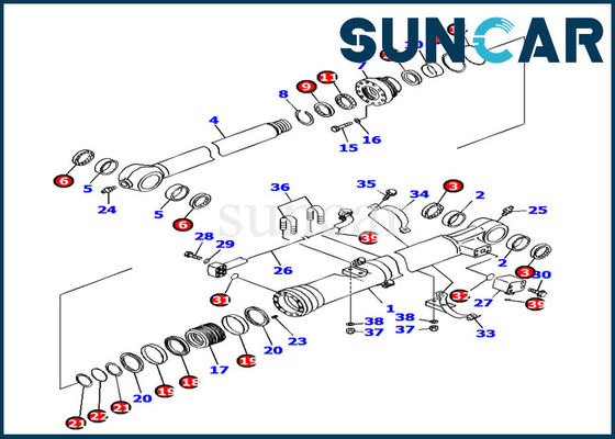 Phụ tùng 707-99-37290 Bộ làm kín xi lanh thùng PC160LC-7 Bộ niêm phong thủy lực Komatsu