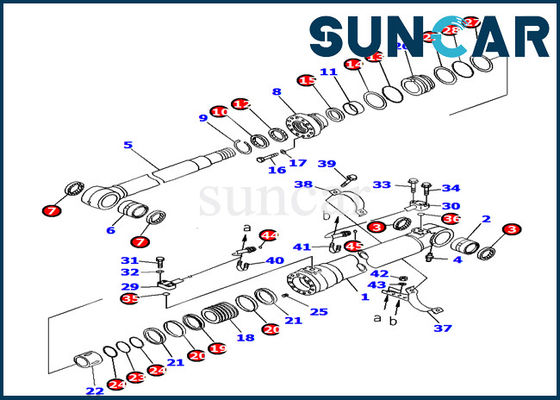 Boom Cylinder Seal Kit 707-99-38720 Phù hợp với Bộ phận sửa chữa bên trong Máy xúc Komatsu PC160LC-7