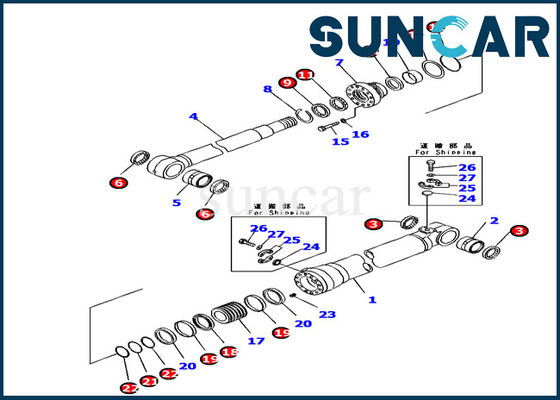 707-99-66310 Boom Điều chỉnh Bộ làm kín xi lanh cho Bộ sửa chữa cao su máy xúc Komatsu PC160LC-7K