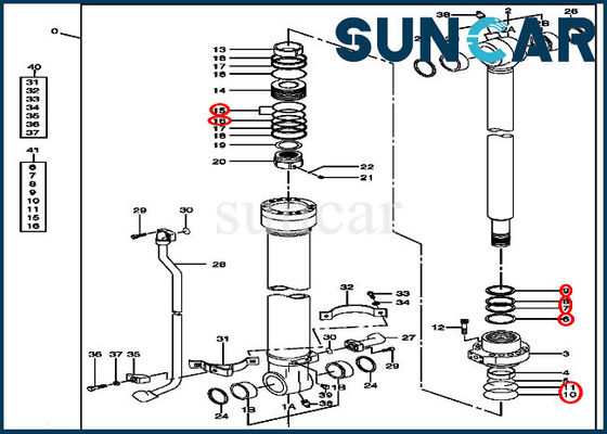 Bộ làm kín thùng 4467381 Bộ dụng cụ bảo dưỡng xi lanh thủy lực áp dụng cho các bộ phận Deere 180 160C