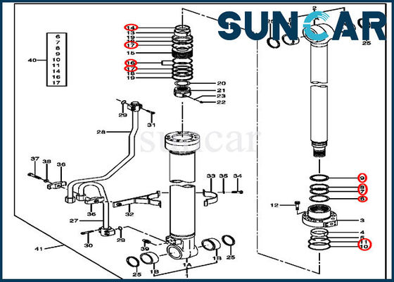 4662895 Boom Seal Repair Kit Linh kiện xi lanh cho 120C 120D John Deere Linh kiện thay thế