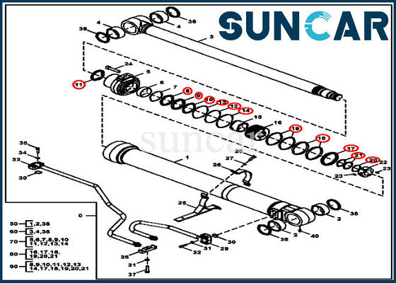 FYA00012899 Boom Cylinder Seal Kit Bộ dụng cụ sửa chữa Deere cho các mô hình thiết bị máy xúc 135G 130G
