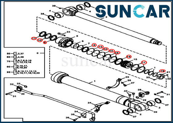 Bộ niêm phong sửa chữa xi lanh FYA00012901 Bộ niêm phong xô cho máy xúc 135G 130G John Deere