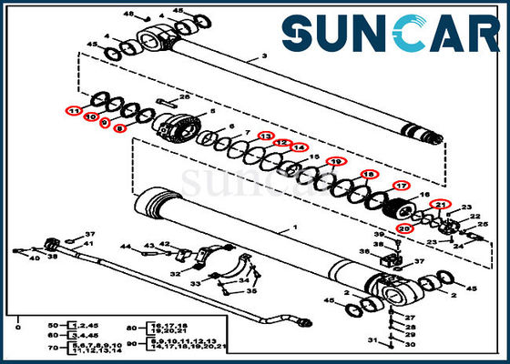 FYA00012900 Bộ dụng cụ sửa chữa xi lanh cánh tay 135G 130G Bộ dụng cụ hiệu suất niêm phong tốt của John Deere