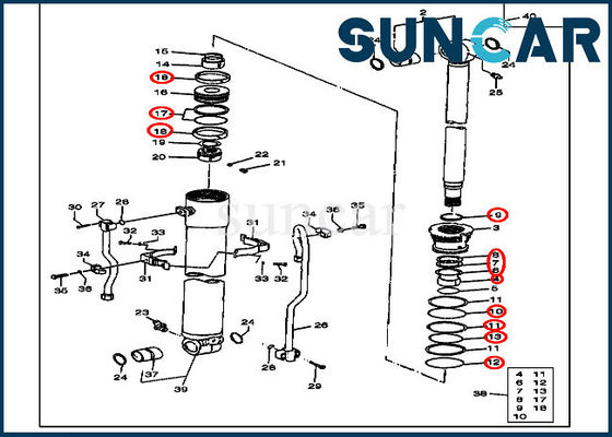 Bộ niêm phong sửa chữa thủy lực có thể đeo được AT194497 JOHN DEERE Boom Cylinder Seal Kit