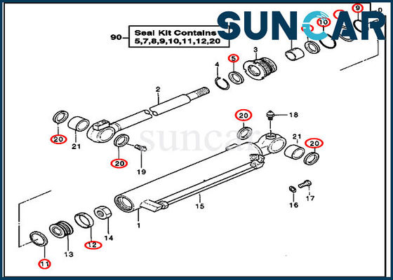4355825 Bộ dịch vụ DEERE Bộ dụng cụ sửa chữa con dấu thủy lực Phù hợp với Bộ phận lưỡi xylanh của máy xúc