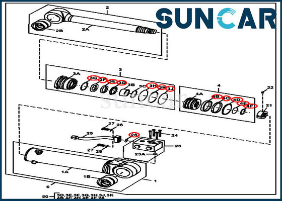 Bộ sửa chữa con dấu xi lanh lưỡi thủy lực 4669900 Phù hợp với máy xây dựng Deere 220DW 190GW