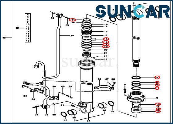 Thiết bị Con dấu thủy lực AH173457 Boom Cylinder Seal Kit cho 200CLC 200LC John Deere