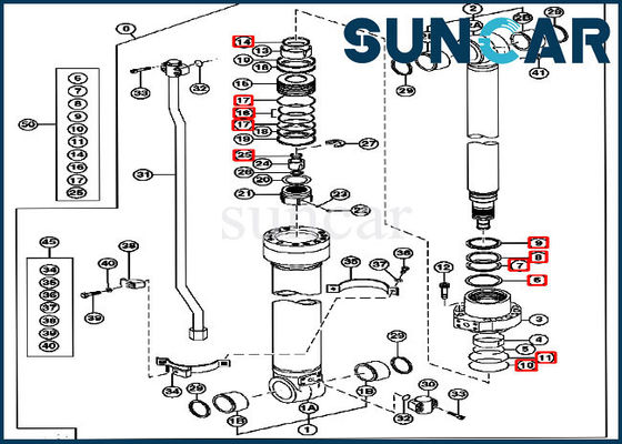 210 John Deere Thủy lực Seal Kit 4661594 Dipper Stick Arm Arm Cylinder Repair Seal Kit