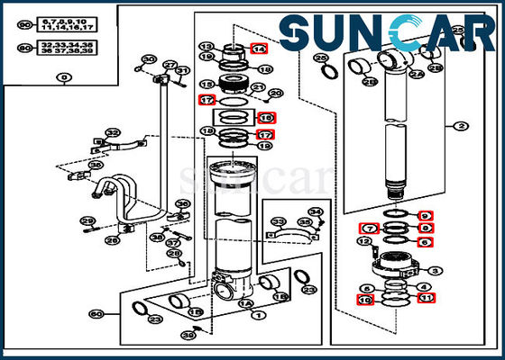 Boom Cylinder Kits 4662889 Bộ niêm phong sửa chữa thủy lực Phù hợp với John Deere 220DW