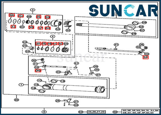Bộ dụng cụ sửa chữa máy xúc 220DW 4669895 Bộ làm kín xi lanh định vị John Deere