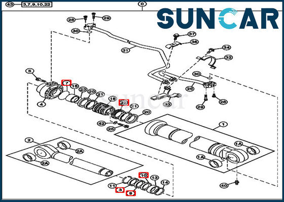 4485612 Bộ phốt sửa chữa bùng nổ thủy lực cho các thành phần xi lanh 230CLC John Deere