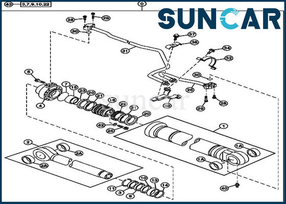 Con dấu dầu máy đào 9257531 Bộ sửa chữa con dấu xi lanh bùng nổ Phù hợp với 230CLC John Deere Parts