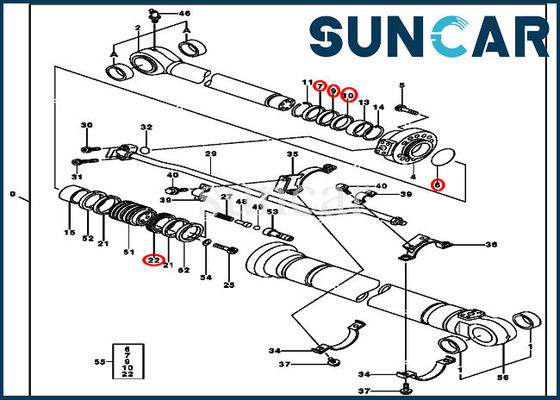 Bộ bảo dưỡng xi lanh cánh tay 230CLC JOHN DEERE 9207059 Bộ dụng cụ thay thế con dấu cơ khí