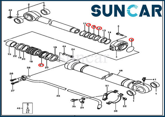 4485614 Bộ con dấu sửa chữa thủy lực Bộ phận Deere 230CLC cho các thành phần xi lanh xô