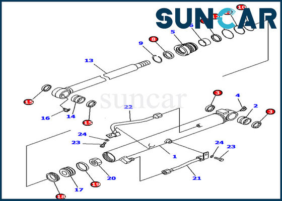 707-39-65190 Bộ làm kín xi lanh xô Bộ công cụ sửa chữa Máy xúc Komatsu PC10UU PC14R PC16R