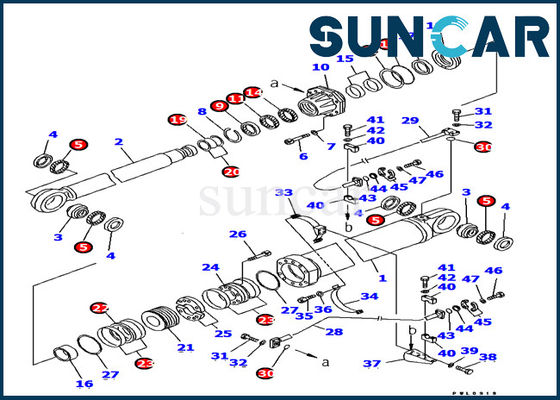 Máy xúc Komatsu 707-99-87710 Boom Bộ dụng cụ sửa chữa xi lanh thủy lực Bộ dụng cụ làm kín dầu Phù hợp với PC1800-6