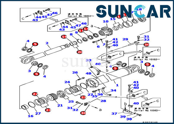 Bộ niêm phong 707-99-87720 Boom Cylinder Repair Seal Kit cho máy xúc Komatsu PC1800-6