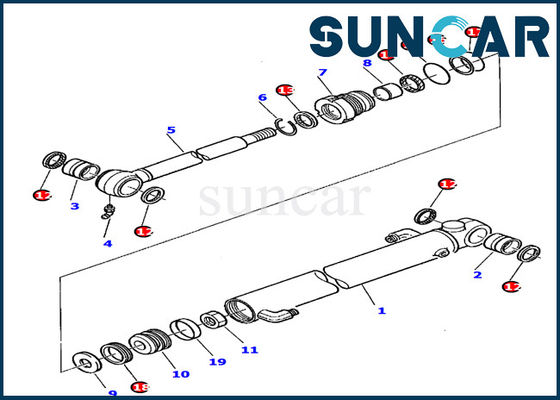 878000390 Komatsu Bucket Cylinder Seal Kit Bộ làm kín Máy đào Bộ niêm phong Phù hợp với máy xúc PC20-7