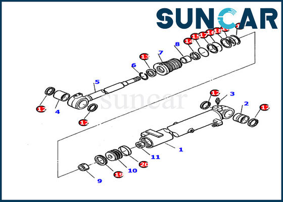 878000391 Bùng nổ máy xúc Bộ làm kín xi lanh Phù hợp với xi lanh thủy lực Bộ sửa chữa Komatsu PC20-7
