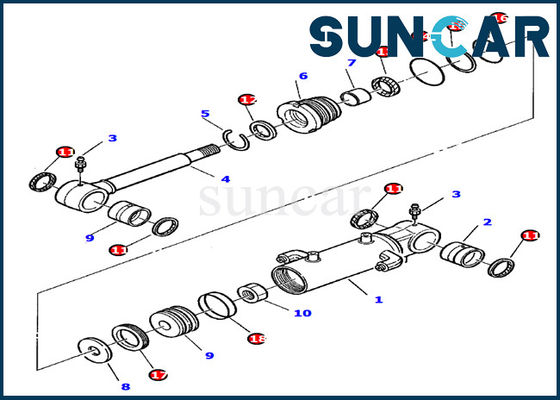 878000393 Bộ dụng cụ làm kín xi lanh lưỡi PC20-7 Máy xúc Komatsu Xi lanh thủy lực Assy Bộ phận bên trong