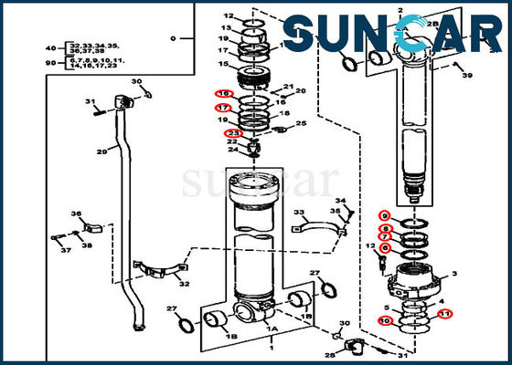 Chống mài mòn FYA00001400 Bộ niêm phong cánh tay máy xúc 245GLC 230GW Bộ dụng cụ xi lanh Deere